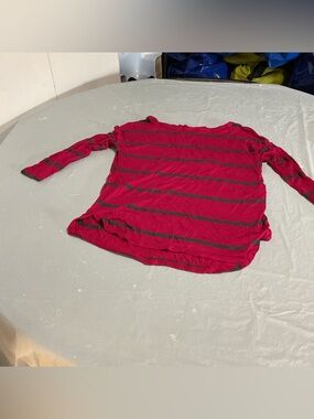 American Dream Fuchsia Long-Sleeve Tee with Dark Gray Stripes 1013